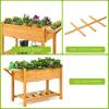 Giantex Planter Raised Bed, Elevated Raised Garden Box with 8 Grids and Side Work Table, Outdoor Wood Plant Container Backyard Patio (48.5″ Lx21 Wx31.5 H)(48.5’’Lx21’’Wx31.5’’H)