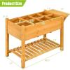 Giantex Planter Raised Bed, Elevated Raised Garden Box with 8 Grids and Side Work Table, Outdoor Wood Plant Container Backyard Patio (48.5″ Lx21 Wx31.5 H)(48.5’’Lx21’’Wx31.5’’H)