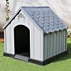 Giantex Plastic Dog House for Small Medium Large Sized Dogs, Waterproof Ventilated Pet Kennel with Elevated Floor for Indoor Outdoor, Easy to Assemble, All Weather Pet Dog House Puppy Shelter