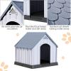 Giantex Plastic Dog House for Small Medium Large Sized Dogs, Waterproof Ventilated Pet Kennel with Elevated Floor for Indoor Outdoor, Easy to Assemble, All Weather Pet Dog House Puppy Shelter