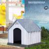 Giantex Plastic Dog House for Small Medium Large Sized Dogs, Waterproof Ventilated Pet Kennel with Elevated Floor for Indoor Outdoor, Easy to Assemble, All Weather Pet Dog House Puppy Shelter