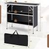 Giantex Portable Bar Table for Events, Folding Mobile Bartending Station with Storage Shelves, Removable Privacy Skirt, Carrying Case, for Parties, Catering, Trade Shows (Coffee, 43.5”L x 34.5”H)(Black)