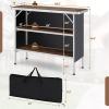 Giantex Portable Bar Table for Events, Folding Mobile Bartending Station with Storage Shelves, Removable Privacy Skirt, Carrying Case, for Parties, Catering, Trade Shows (Coffee, 43.5”L x 34.5”H)(Coffee)