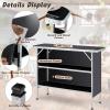 Giantex Portable Bar Table for Events, Folding Mobile Bartending Station with Storage Shelves, Removable Privacy Skirt, Carrying Case, for Parties, Catering, Trade Shows (Coffee, 43.5”L x 34.5”H)(Black)