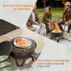 Giantex Portable Propane Fire Pit, 17″ Small Outdoor Fire Bowl w/Foldable Legs, Round Fireplace with Lid, Removable Grill, Carry Bag, Lava Rocks, 58000 BTU Smokeless Gas Firepit for Outdoor Camping