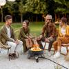 Giantex Portable Propane Fire Pit, 17″ Small Outdoor Fire Bowl w/Foldable Legs, Round Fireplace with Lid, Removable Grill, Carry Bag, Lava Rocks, 58000 BTU Smokeless Gas Firepit for Outdoor Camping