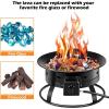 Giantex Portable Propane Fire Pit, 19″ Outdoor Firepit, 58,000BTU Fire Bowl w/Cover & Carry Kit,Lava Rock Stone & Tank Stabilizer Ring, Gas Fire Pit for Outside Camping,Patio, Backyard, Black