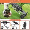 Giantex Portable Propane Gas Grill with 15,000 BTUs Burner, Side Table, 2 Wheels, Grease Tray, Metal Frame, Folding Stand-Up Propane Gas Grill for Outdoor Cooking Camping Barbecue (Black)(Black)