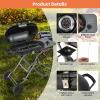 Giantex Portable Propane Gas Grill with 15,000 BTUs Burner, Side Table, 2 Wheels, Grease Tray, Metal Frame, Folding Stand-Up Propane Gas Grill for Outdoor Cooking Camping Barbecue (Black)(Black)