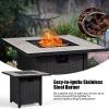 Giantex Propane Fire Pit Table, 30 inch 50,000 BTU Square Gas Firepits w/Ceramic Tabletop, Emboss Gas Heater w/Lava Rock, Waterproof Cover, ETL and CSA Certification for Outside(Black & Gray)(Black & Gray)