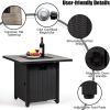Giantex Propane Fire Pit Table, 30 inch 50,000 BTU Square Gas Firepits w/Ceramic Tabletop, Emboss Gas Heater w/Lava Rock, Waterproof Cover, ETL and CSA Certification for Outside(Black & Gray)(Black & Gray)