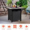 Giantex Propane Fire Pit Table, 30 inch 50,000 BTU Square Gas Firepits w/Ceramic Tabletop, Emboss Gas Heater w/Lava Rock, Waterproof Cover, ETL and CSA Certification for Outside(Black & Gray)(Black & Gray)