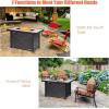 Giantex Propane Fire Pit Table, 42 Inch 60,000 BTU Rectangular Gas Fire Table w/Waterproof Cover, Outdoor Electronic Ignition Firepit Table w/Lava Rock for Courtyard Balcony Garden Terrace(Black+Natural)