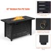 Giantex Propane Fire Pit Table, 42 Inch 60,000 BTU Rectangular Gas Fire Table w/Waterproof Cover, Outdoor Electronic Ignition Firepit Table w/Lava Rock for Courtyard Balcony Garden Terrace(Black)