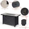 Giantex Propane Fire Pit Table, 42 Inch 60,000 BTU Rectangular Gas Fire Table w/Waterproof Cover, Outdoor Electronic Ignition Firepit Table w/Lava Rock for Courtyard Balcony Garden Terrace(Black+Natural)