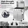 Giantex Propane Gas Grill with 4 Main Burners and 1 Side Burner, total 50,000 BTU, Stainless Steel Heavy-Duty BBQ Grill with 2 Prep Tables, 4 Wheels, Cabinet for Propane Tank, Outdoor Cooking
