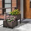Giantex Raised Garden Bed, Elevated Planter Box Kit W/ 8 Legs, 2 Planter Boxes, Self-Watering System, Drainage Holes, Indoor & Outdoor Vegetable Fruit Flower Herb Growing Box(Brown)