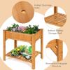 Giantex Raised Garden Bed, Elevated Planter Box Kit with 8 Grids & Liner for Herbs Vegetables Flowers, Outdoor Solid Fir Wood Planting Container with Legs & Storage Shelf for Backyard Patio (Natural)(Natural)