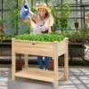 Giantex Raised Garden Bed, Elevated Wood Planter Box, Standing Garden Bed Kit w/Legs & Storage Shelf for Vegetable Flower Herb, Outdoor Use for Patio Backyard, Natural(34″Lx 18″Wx 30″H)