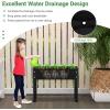 Giantex Raised Garden Bed, Metal Planter Box with Legs, Drain Hole, Outdoor Indoor Elevated Garden Box for Vegetable Flower Herb Fruit, Standing Raised Beds for Backyard Porch Balcony Green(Black)