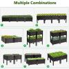 Giantex Raised Garden Bed, Set of 4 Planter Raised Beds Kits with Drain Holes for Fruit Flowers Vegetables, Outdoor Elevated Planting Box for Lawn Patio Balcony, Easy Assembly, Rattan-Like Look, White(Brown)