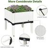 Giantex Raised Garden Bed, Set of 4 Planter Raised Beds Kits with Drain Holes for Fruit Flowers Vegetables, Outdoor Elevated Planting Box for Lawn Patio Balcony, Easy Assembly, Rattan-Like Look, White(White)