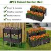 Giantex Raised Garden Bed, Set of 4 Planter Raised Beds Kits with Drain Holes for Fruit Flowers Vegetables, Outdoor Elevated Planting Box for Lawn Patio Balcony, Easy Assembly, Rattan-Like Look, White(Brown)