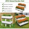 Giantex Raised Garden Bed, Set of 4 Planter Raised Beds Kits with Drain Holes for Fruit Flowers Vegetables, Outdoor Elevated Planting Box for Lawn Patio Balcony, Easy Assembly, Rattan-Like Look, White(White)