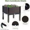 Giantex Raised Garden Bed, Set of 4 Planter Raised Beds Kits with Drain Holes for Fruit Flowers Vegetables, Outdoor Elevated Planting Box for Lawn Patio Balcony, Easy Assembly, Rattan-Like Look, White(Brown)