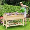 Giantex Raised Garden Bed on Wheels, Wood Planter Box with Legs, Liner, Drain Holes, Elevated Garden Bed for Vegetables, Standing Garden Container for Backyard, Patio, 47.5″ LX 23.5″ WX 33″ H(47.5″x23.5″x33″)