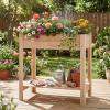 Giantex Raised Garden Bed on Wheels, Wood Planter Box with Legs, Liner, Drain Holes, Elevated Garden Bed for Vegetables, Standing Garden Container for Backyard, Patio, 47.5″ LX 23.5″ WX 33″ H(32″x15″x30″)