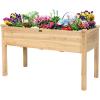 Giantex Raised Garden Bed on Wheels, Wood Planter Box with Legs, Liner, Drain Holes, Elevated Garden Bed for Vegetables, Standing Garden Container for Backyard, Patio, 47.5″ LX 23.5″ WX 33″ H(49″x23″x30″)