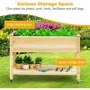 Giantex Raised Garden Bed on Wheels, Wood Planter Box with Legs, Liner, Drain Holes, Elevated Garden Bed for Vegetables, Standing Garden Container for Backyard, Patio, 47.5″ LX 23.5″ WX 33″ H(47.5″x23.5″x33″)