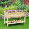 Giantex Raised Garden Bed on Wheels, Wood Planter Box with Legs, Liner, Drain Holes, Elevated Garden Bed for Vegetables, Standing Garden Container for Backyard, Patio, 47.5″ LX 23.5″ WX 33″ H(47.5″x23.5″x33″)
