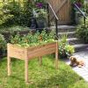 Giantex Raised Garden Bed on Wheels, Wood Planter Box with Legs, Liner, Drain Holes, Elevated Garden Bed for Vegetables, Standing Garden Container for Backyard, Patio, 47.5″ LX 23.5″ WX 33″ H(49″x23″x30″)