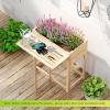 Giantex Raised Garden Bed on Wheels, Wood Planter Box with Legs, Liner, Drain Holes, Elevated Garden Bed for Vegetables, Standing Garden Container for Backyard, Patio, 47.5″ LX 23.5″ WX 33″ H(25″x26.5″x29.5″)