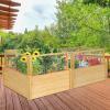 Giantex Raised Garden Bed with Fence, Wood Planter Raised Bed with Critter Guard Fence, 9 Grids Plant Container, Outdoor Plant Box for Garden Patio Backyard Balcony (42″ Lx42 Wx32.5 H)(42″LX42″WX32.5″H)