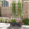 Giantex Raised Garden Bed with Tomato Cages, 67” Adjustable Height, Self Watering Planter Garden Box with Wheels, Trellis for Climbing Plants Vegetable Flower(2)