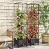 Giantex Raised Garden Bed with Tomato Cages, 67” Adjustable Height, Self Watering Planter Garden Box with Wheels, Trellis for Climbing Plants Vegetable Flower(1)