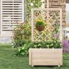 Giantex Raised Garden Bed with Trellis, Drainage Hole, Wood Elevated Planter Box for Climbing Vine Flower Herb Vegetable Fruit, Planting Container for Indoor Outdoor Patio Balcony (39”x14”x40”)(1)