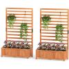Giantex Raised Garden Bed with Trellis, Wood Planter Box for Flower Climbing, Standing Vertical Indoor Outdoor Plant Container for Garden Balcony Patio Yard Porch, 31.5″x16″x68″(Cedar Brown)