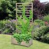 Giantex Raised Garden Bed with Trellis, Wood Planter Box for Flower Climbing, Standing Vertical Indoor Outdoor Plant Container for Garden Balcony Patio Yard Porch, 31.5″x16″x68″(Gray)