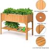 Giantex Raised Garden Planter Bed Box Stand Outdoor Wooden Elevated Garden Planter with Shelf and Drain Holes Deluxe Rectangle Raised Planter to Grow Plants, 47″ L x 22.5″ W x 35.5″ H