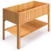 Giantex Raised Garden Planter Bed Box Stand Outdoor Wooden Elevated Garden Planter with Shelf and Drain Holes Deluxe Rectangle Raised Planter to Grow Plants, 47″ L x 22.5″ W x 35.5″ H