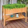 Giantex Raised Garden Planter Bed Box Stand Outdoor Wooden Elevated Garden Planter with Shelf and Drain Holes Deluxe Rectangle Raised Planter to Grow Plants, 47″ L x 22.5″ W x 35.5″ H