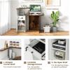 Giantex Reception Desk, Front Counter Desk with Lockable Drawer, Checkout Table with Round Tabletop, Corner Shelf & Adjustable Shelf for Office Beauty Salon Retail Store (White & Black)(White & Brown)