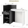 Giantex Reception Desk, Front Counter Desk with Lockable Drawer, Checkout Table with Round Tabletop, Corner Shelf & Adjustable Shelf for Office Beauty Salon Retail Store (White & Black)(Black & White)