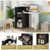 Giantex Reception Desk, Front Counter Desk with Lockable Drawer, Checkout Table with Round Tabletop, Corner Shelf & Adjustable Shelf for Office Beauty Salon Retail Store (White & Black)(Black & White)
