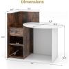 Giantex Reception Desk, Front Counter Desk with Lockable Drawer, Checkout Table with Round Tabletop, Corner Shelf & Adjustable Shelf for Office Beauty Salon Retail Store (White & Black)(Brown & White)