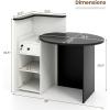 Giantex Reception Desk, Front Counter Desk with Lockable Drawer, Checkout Table with Round Tabletop, Corner Shelf & Adjustable Shelf for Office Beauty Salon Retail Store (White & Black)(White & Black)